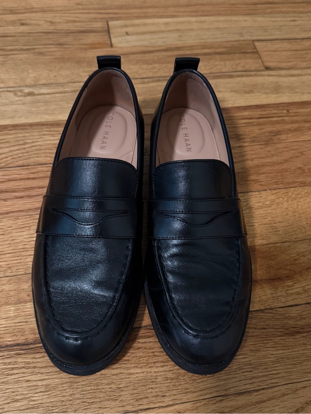 Cole Haan Women’s Black Leather Penny Loafers